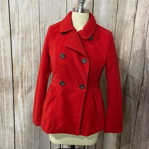 H&M Size 8 Pea Coat Jacket in RED